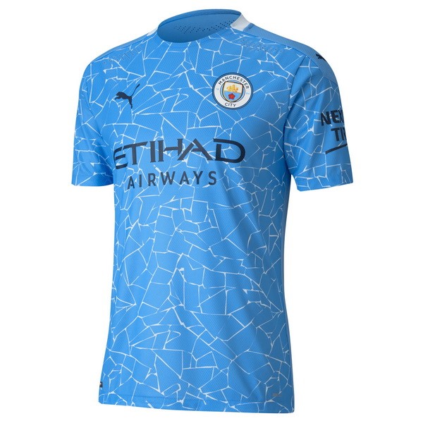 Camiseta Manchester City Replica Primera Ropa 2020/21 Azul